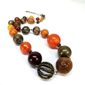 VINTAGE Robert Rose Sunset Hues Plastic Chunky Beaded Necklace Signed